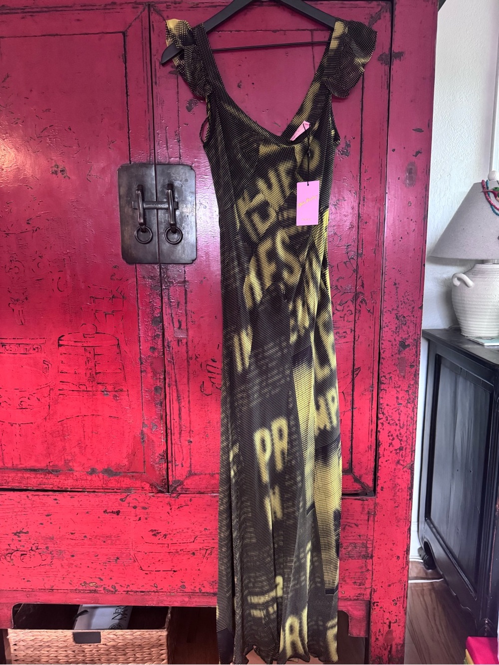 Realisation Par Elvis Yellow and Black Graphic Maxi Dress - Women